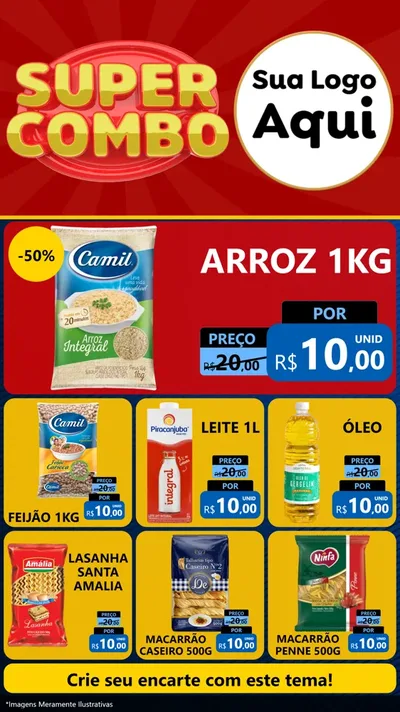 Modelo de Rede Social para Stories com o tema Super Combo para Supermercado