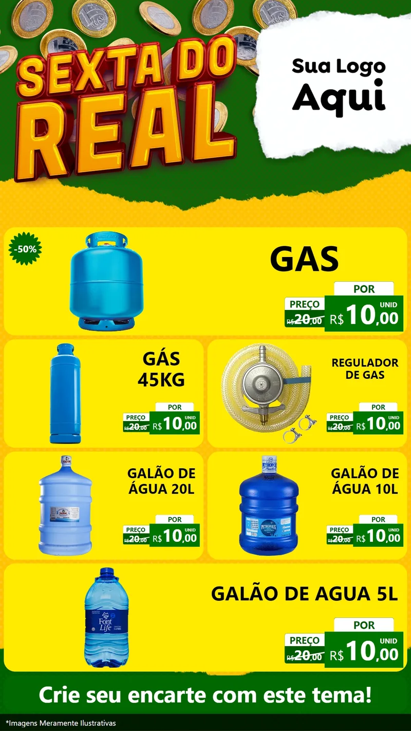 Modelo de TV para TV Vertical com o tema Sexta do Real para Água e gás