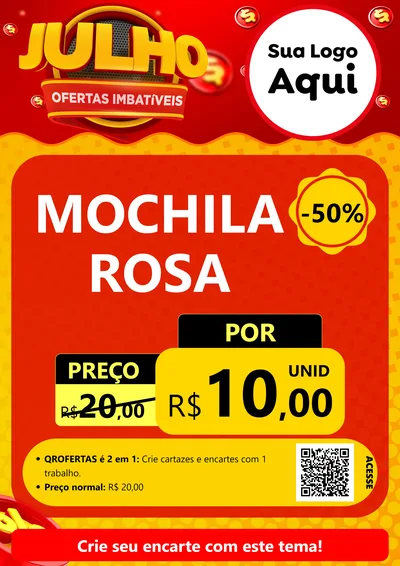 Modelo de Cartaz para Cartaz A4 Vertical com o tema Julho Ofertas Imbatíveis para Papelaria