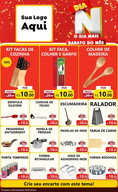 Modelo de Encarte para Encarte Grande com o tema Dia N o Dia Mais Barato do Mês para Utilidades Domésticas