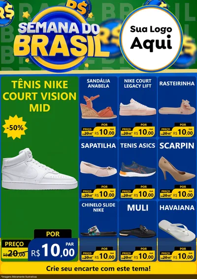 Modelo de Encarte para Encarte A4 Vertical com o tema Semana Do Brasil para Calçados