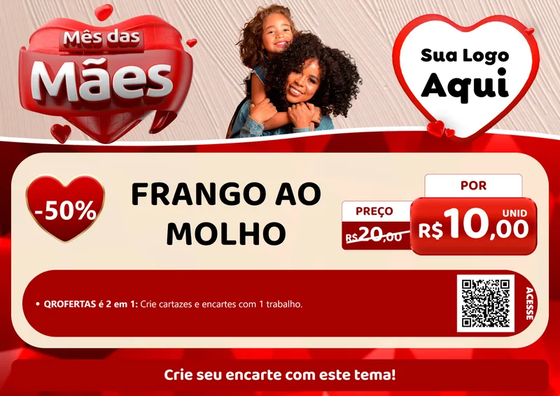 Modelo de Cartaz para Cartaz A4 Horizontal com o tema Mês das Mães para Restaurante