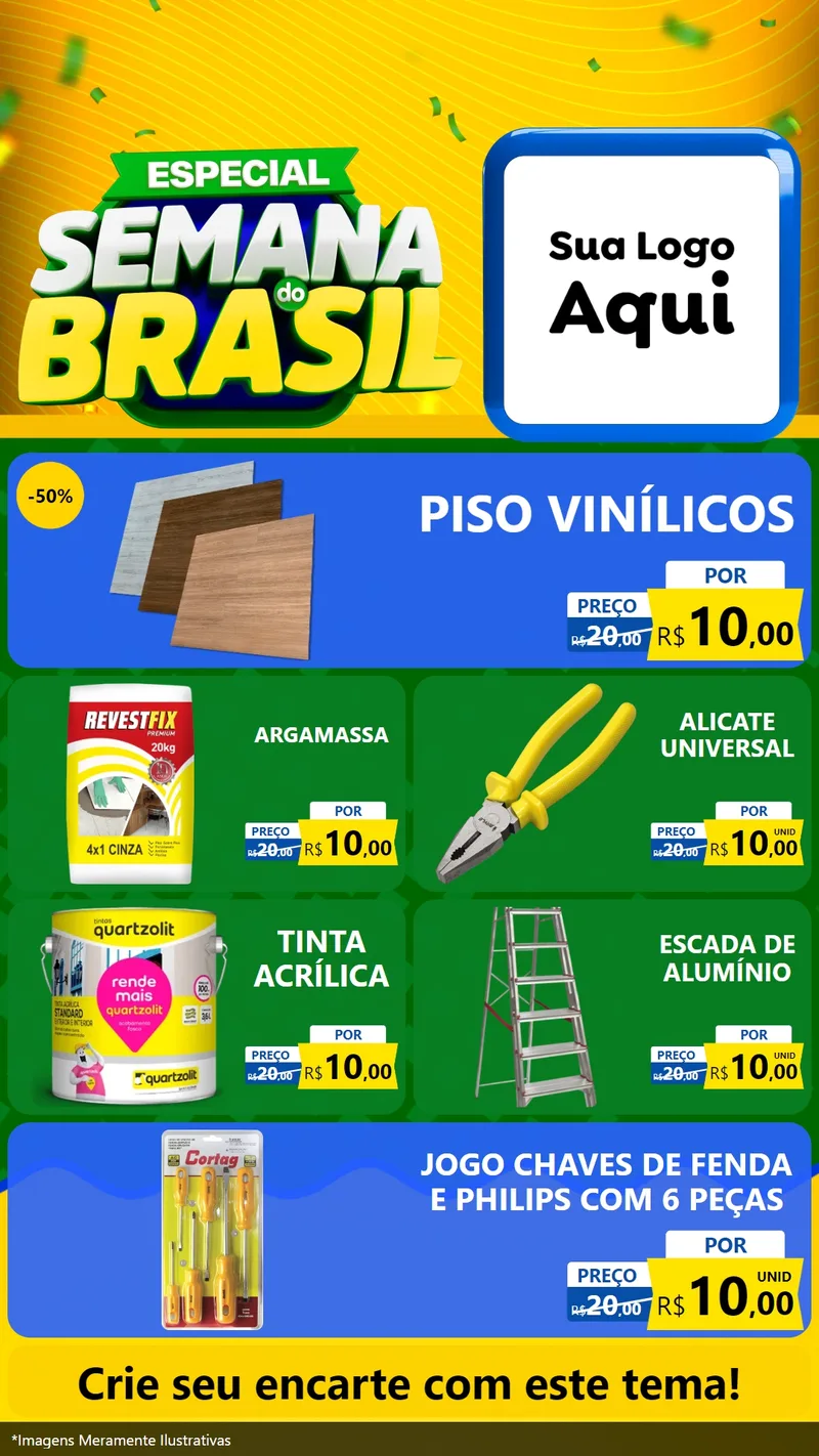 Modelo de TV para TV Vertical com o tema Especial Semana do Brasil para Material para Construção