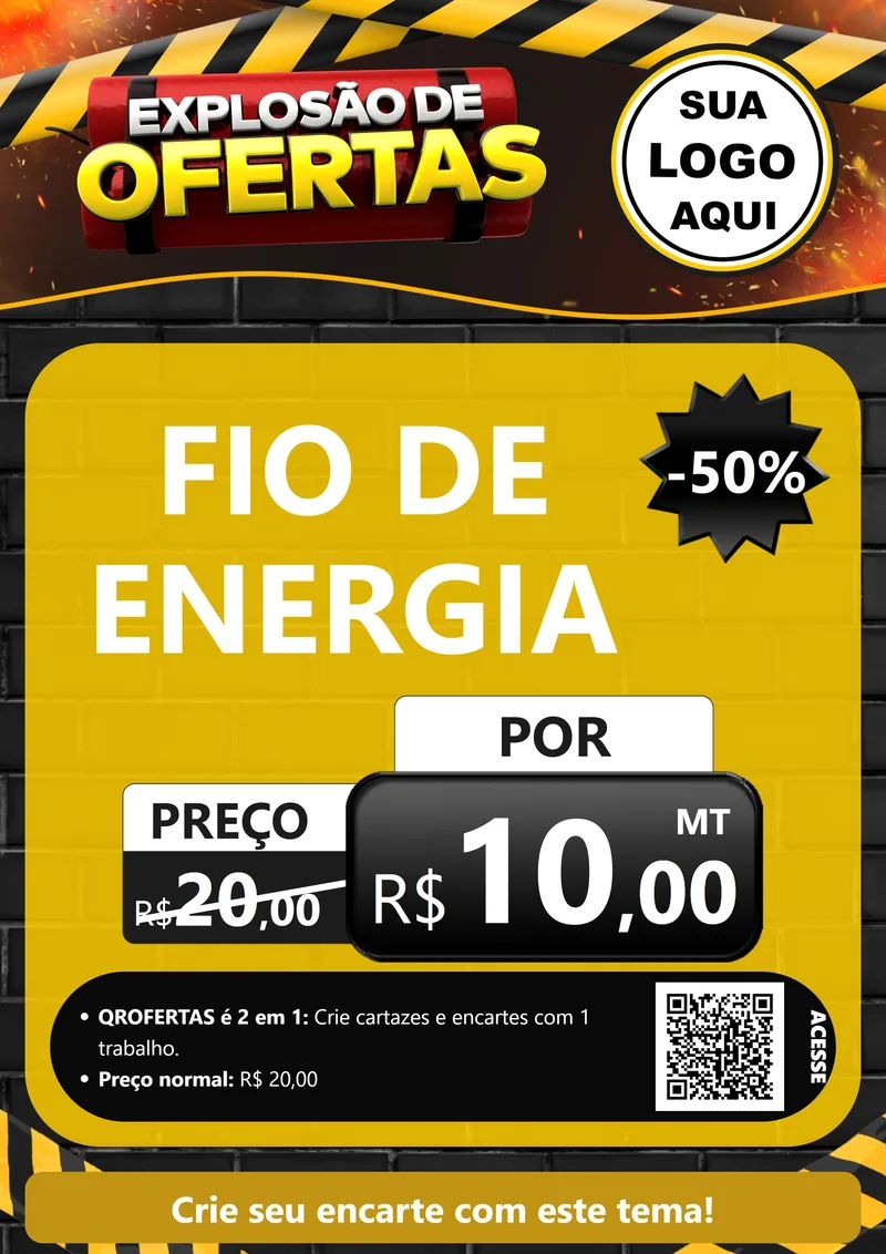 Modelo de Cartaz para Cartaz A4 Vertical com o tema Explosão de Ofertas para Materiais Elétricos