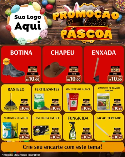 Modelo de Rede Social para Feed Instagram com o tema Promoção Páscoa para Agropecuária