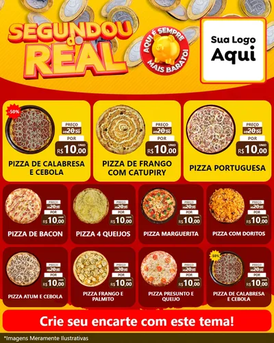 Modelo de Rede Social para Feed Instagram com o tema Segundou do Real para Pizzaria