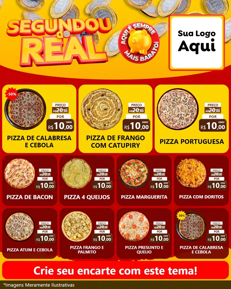 Modelo de Rede Social para Feed Instagram com o tema Segundou do Real para Pizzaria