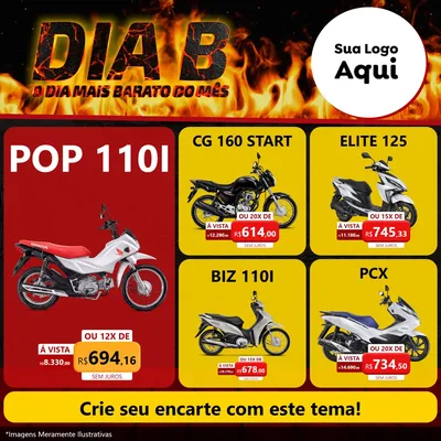 Modelo de Rede Social para Feed Facebook com o tema Dia B para Concessionaria de Motos