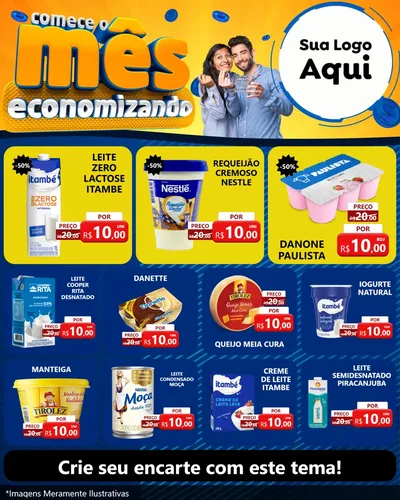Modelo de Rede Social para Feed Instagram com o tema Comece O Mês Economizando para Frios e Laticínios