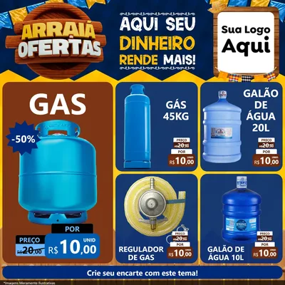 Modelo de Rede Social para Feed Facebook com o tema Arraiá de Ofertas - Junina para Água e gás
