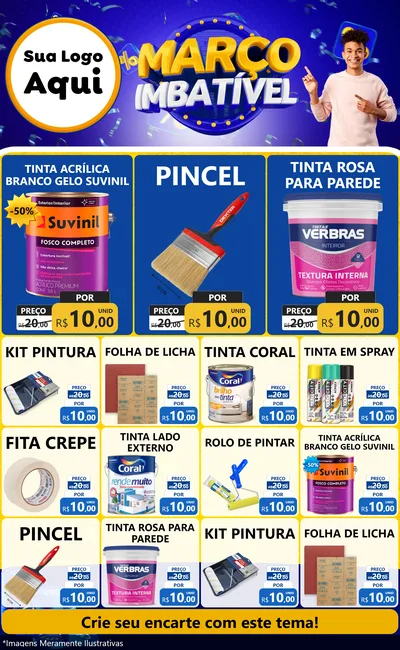 Modelo de Encarte para Encarte Grande com o tema Março Imbatível para Tintas e Ferramentas