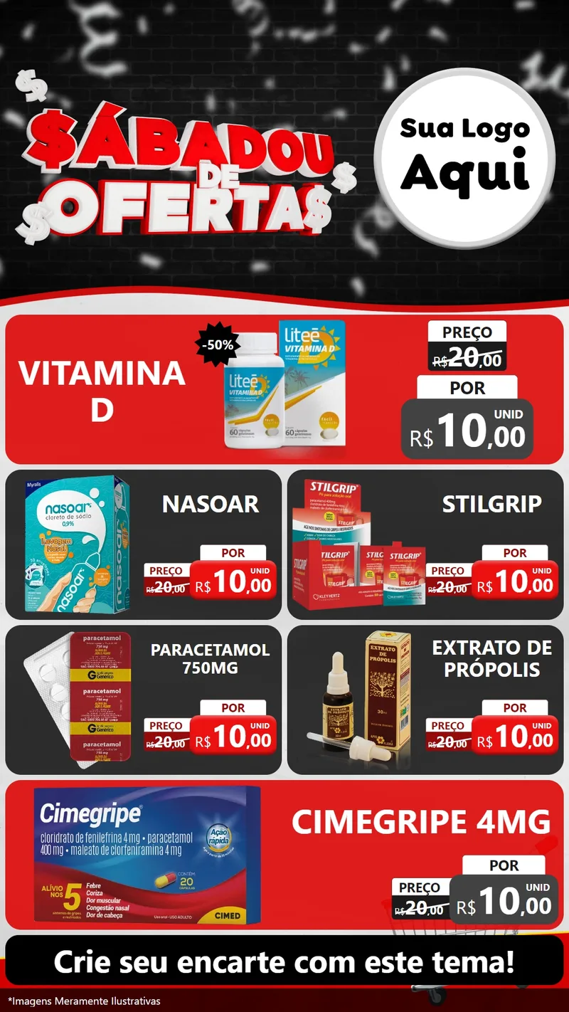 Modelo de TV para TV Vertical com o tema Sabadou de Ofertas para Farmácia