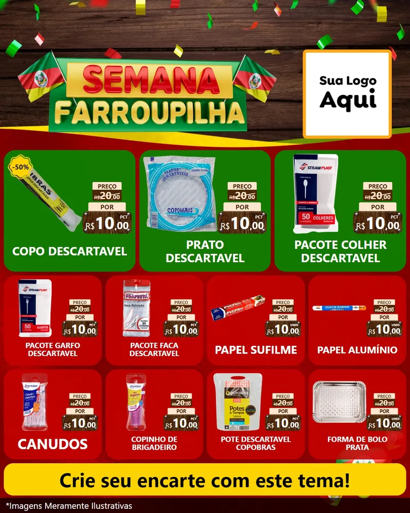 Modelo de Rede Social para Feed Instagram com o tema Semana Farroupilha para Embalagens