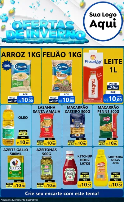 Modelo de Encarte para Encarte Grande com o tema Ofertas de Inverno para Supermercado