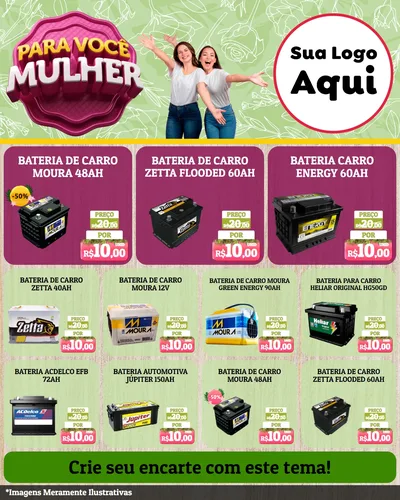 Modelo de Rede Social para Feed Instagram com o tema Para Você Mulher para Baterias Elétricas