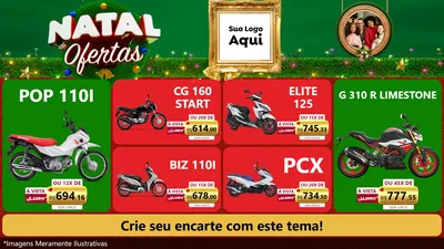 Modelo de TV para TV Horizontal com o tema Natal de Ofertas para Concessionaria de Motos