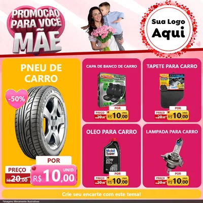 Modelo de Rede Social para Feed Facebook com o tema Promoção Para Você Mãe para Auto peças