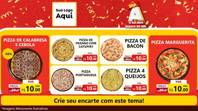 Modelo de TV para TV Horizontal com o tema Dia A o Dia Mais Barato do Mês para Pizzaria