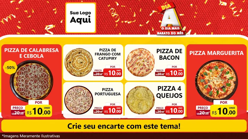 Modelo de TV para TV Horizontal com o tema Dia A o Dia Mais Barato do Mês para Pizzaria