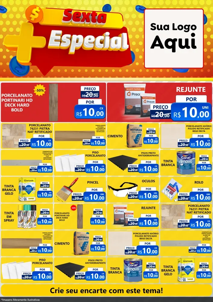 Modelo de Encarte para Encarte A4 Vertical com o tema Sexta Mais Especial para Pisos e revestimentos
