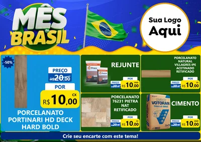 Modelo de Encarte para Encarte A4 Horizontal com o tema Mês do Brasil para Pisos e revestimentos