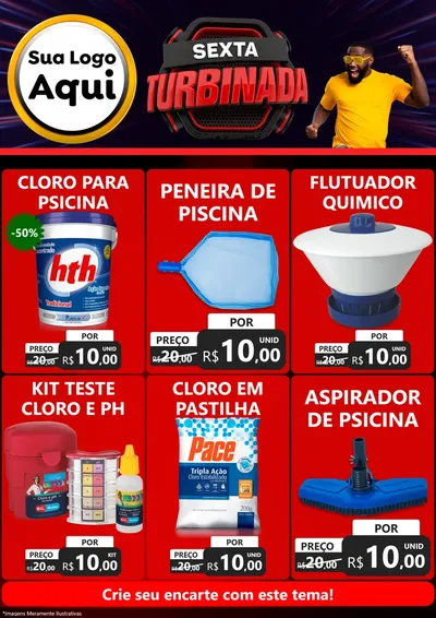 Modelo de Encarte para Encarte A4 Vertical com o tema Sexta Turbinada para Produtos para Piscina