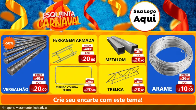 Modelo de TV para TV Horizontal com o tema Esquenta de Carnaval para Ferragens