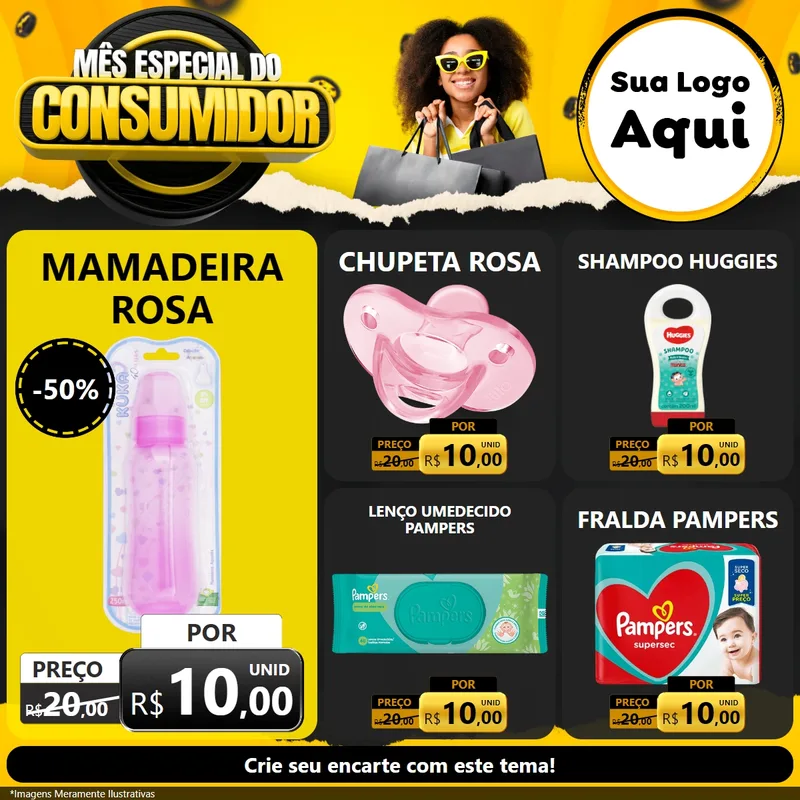 Modelo de Rede Social para Feed Facebook com o tema Mês Especial do Consumidor para Bebês
