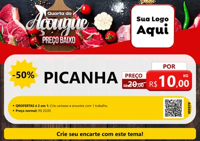 Modelo de Cartaz para Cartaz A4 Horizontal com o tema Quarta do Açougue Preço Baixo para Açougue