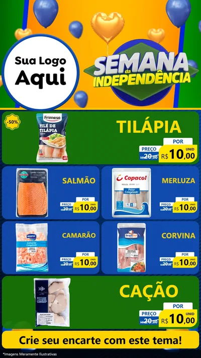 Modelo de TV para TV Vertical com o tema Semana da Independência para Peixaria