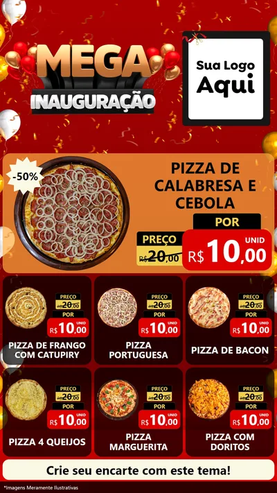 Modelo de Rede Social para Stories com o tema Mega Inauguração para Pizzaria