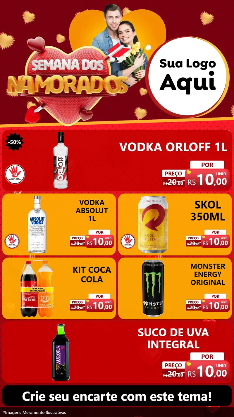 Modelo de TV para TV Vertical com o tema Semana dos Namorados para Distribuidora de bebidas