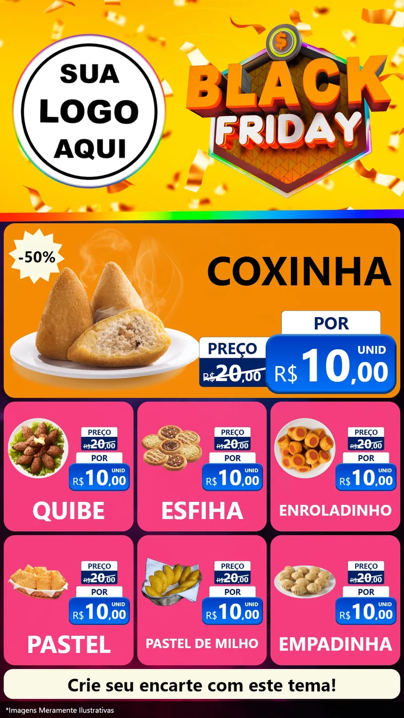 Modelo de Rede Social para Stories com o tema Black Friday para Salgadaria