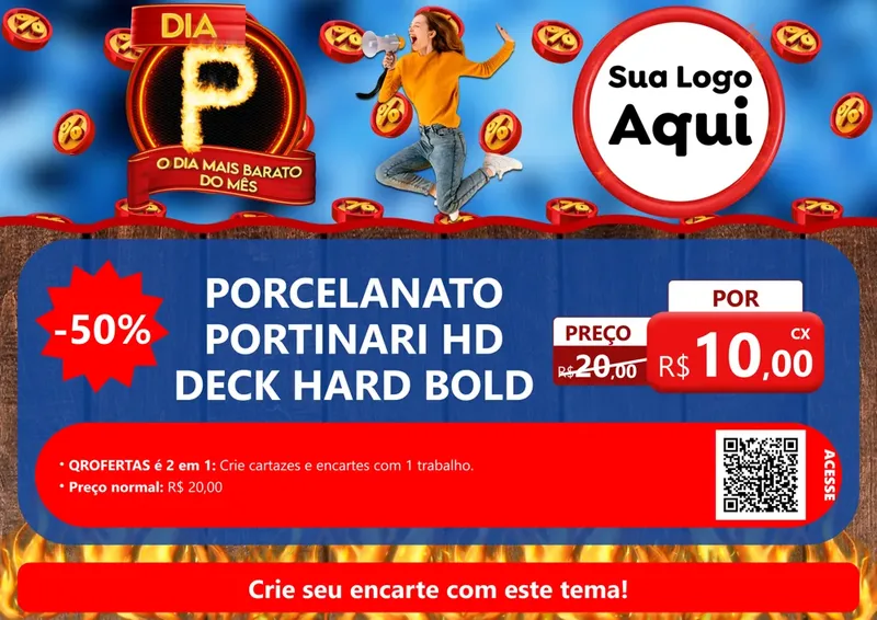 Modelo de Cartaz para Cartaz A4 Horizontal com o tema Dia P - O Dia Mais Barato Do Mês para Pisos e revestimentos