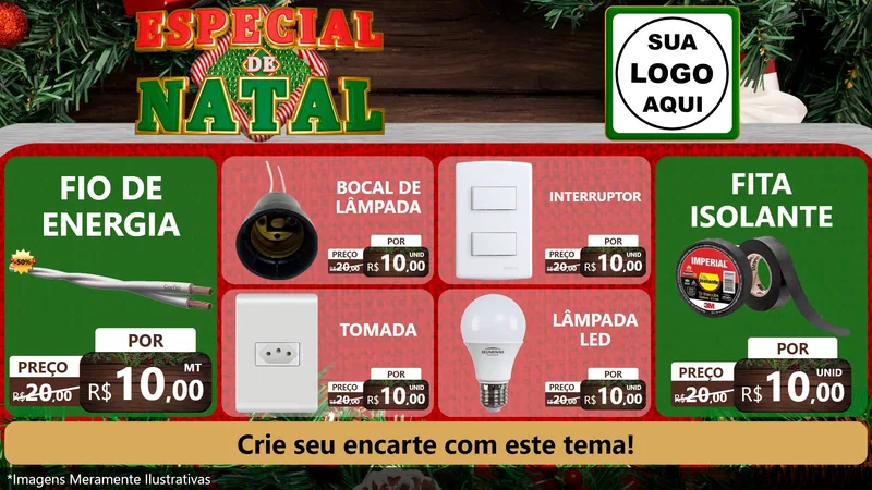 Modelo de TV para TV Horizontal com o tema Especial de Natal para Materiais Elétricos
