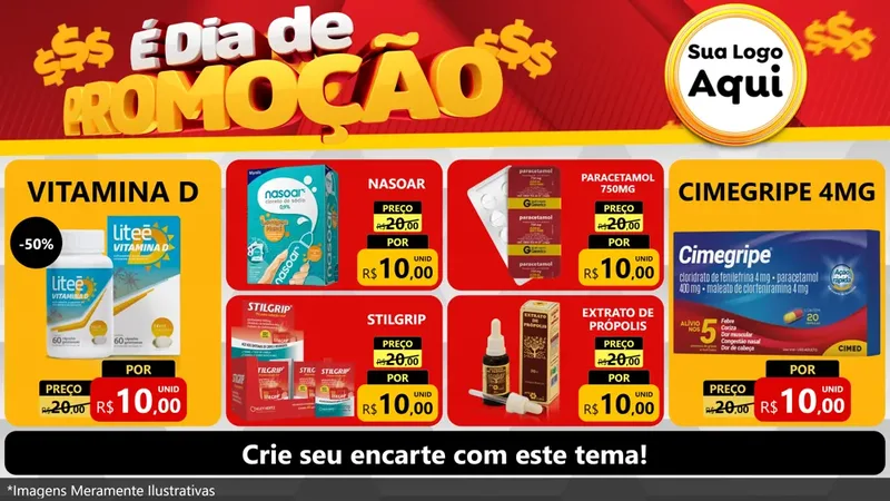 Modelo de TV para TV Horizontal com o tema É Dia De Promoção para Farmácia