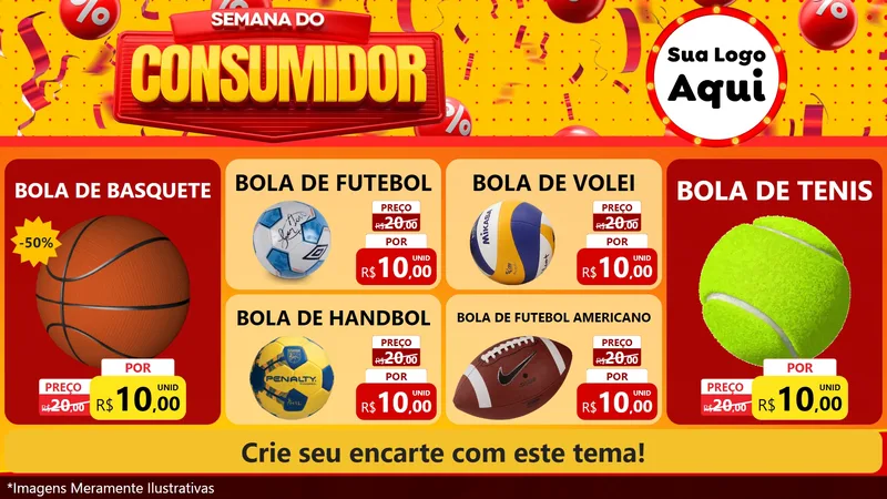 Modelo de TV para TV Horizontal com o tema Semana do Consumidor para Artigos Esportivos