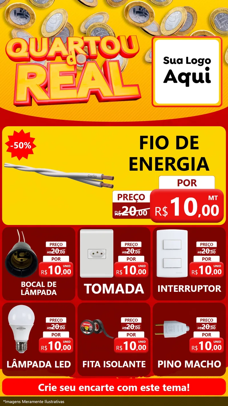 Modelo de Rede Social para Stories com o tema Quartou do Real para Materiais Elétricos