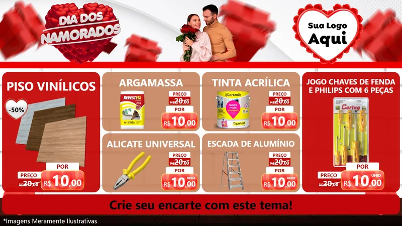 Modelo de TV para TV Horizontal com o tema Dia dos Namorados para Material para Construção