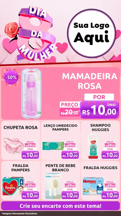 Modelo de Rede Social para Stories com o tema Dia da Mulher para Bebês