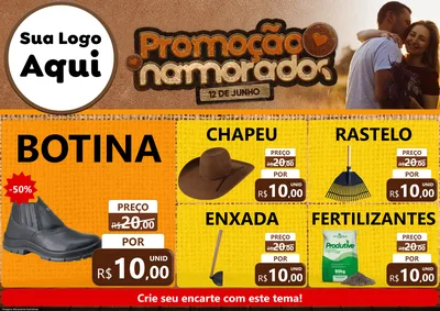Modelo de Encarte para Encarte A4 Horizontal com o tema Promoção Namorados para Agropecuária