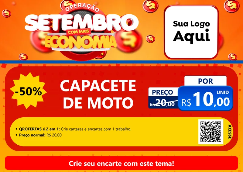 Modelo de Cartaz para Cartaz A4 Horizontal com o tema Operação Setembro Com Muita Economia para Moto peças