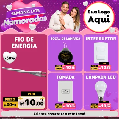 Modelo de Rede Social para Feed Facebook com o tema Semana dos Namorados para Materiais Elétricos
