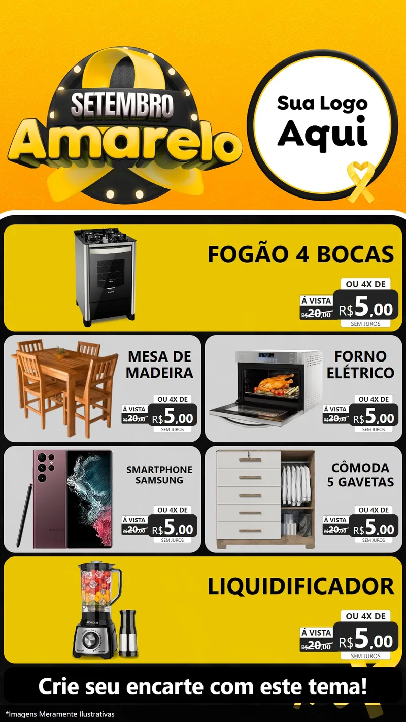 Modelo de TV para TV Vertical com o tema Setembro Amarelo para Móveis e Eletro