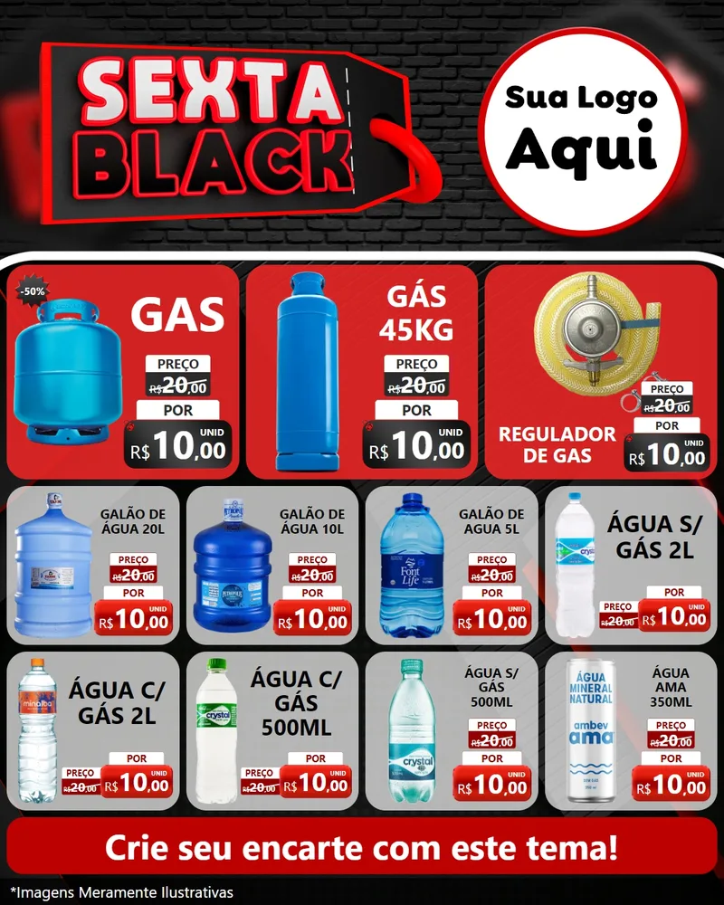 Modelo de Rede Social para Feed Instagram com o tema Sexta Black para Água e gás