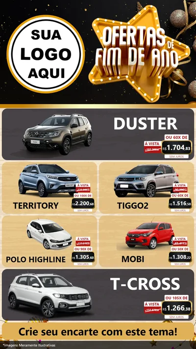 Modelo de TV para TV Vertical com o tema Ofertas de Fim de Ano para Concessionaria de Carros