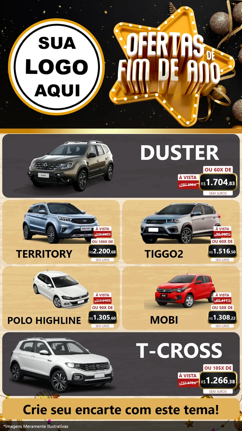 Modelo de TV para TV Vertical com o tema Ofertas de Fim de Ano para Concessionaria de Carros