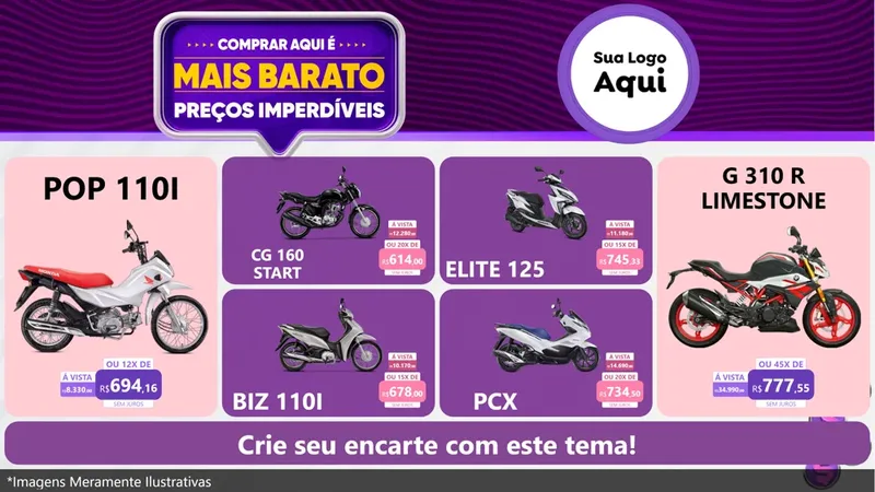 Modelo de TV para TV Horizontal com o tema Mais Barato para Concessionaria de Motos