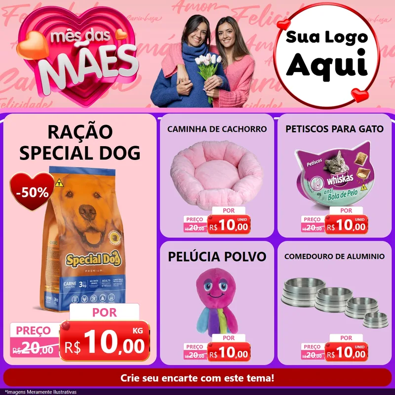 Modelo de Rede Social para Feed Facebook com o tema Mês Das Mães para Pet Shop