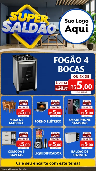 Modelo de Rede Social para Stories com o tema Super Saldão para Móveis e Eletro